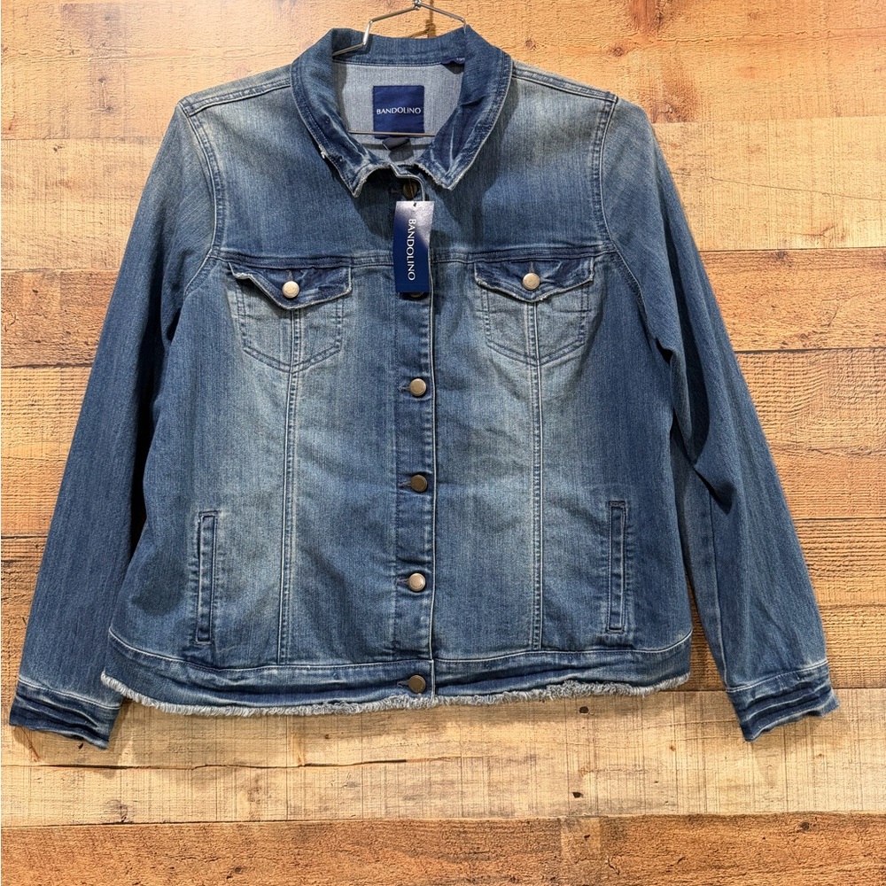 New With Tags Bandolino Classic Blue Jean Jacket Size Petite XL